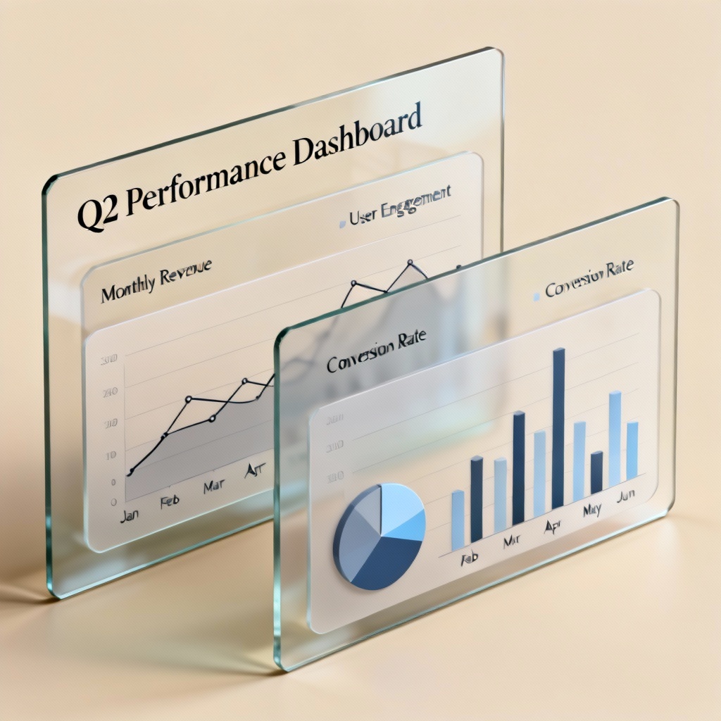 AI TGG minimal UI dashboard mockup with clean charts