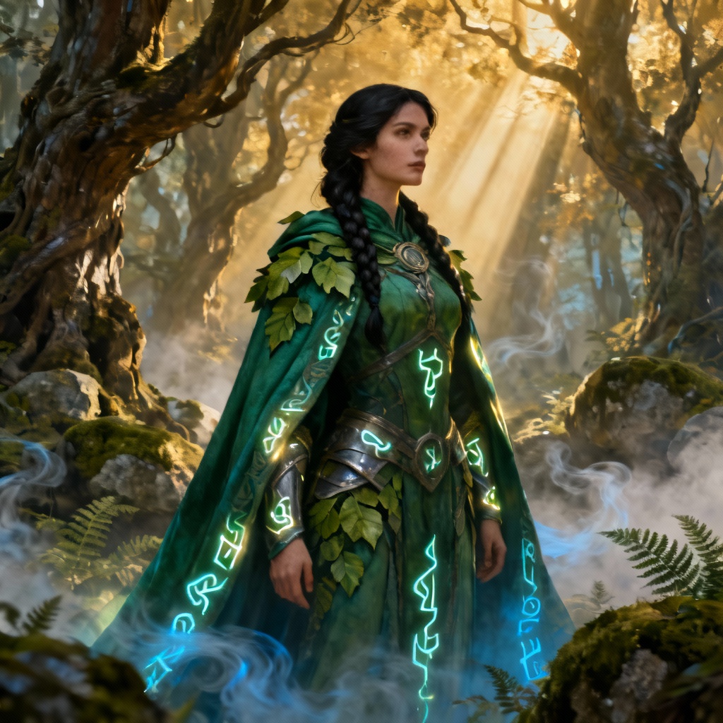 AI fantasy woman character in forest