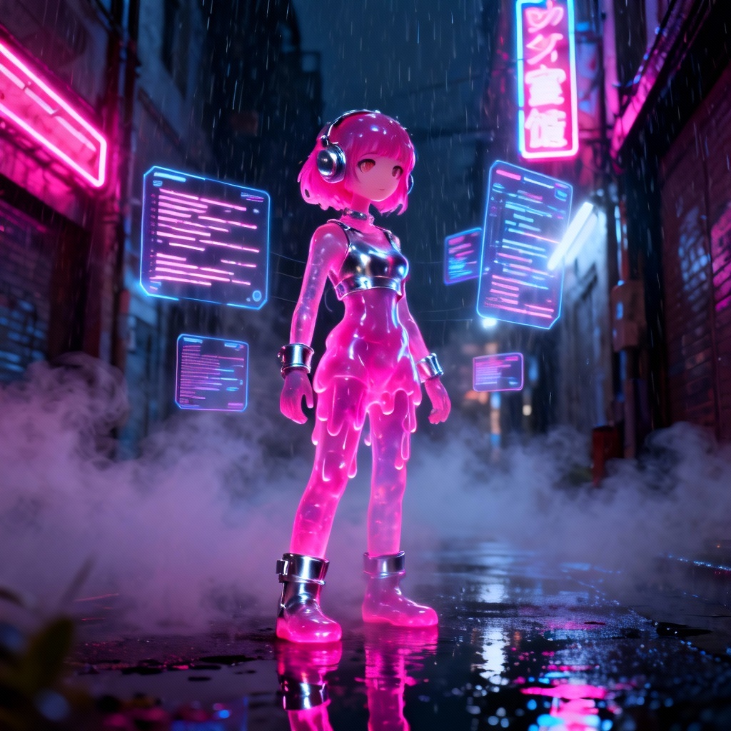 AI cyberpunk slime girl hacker