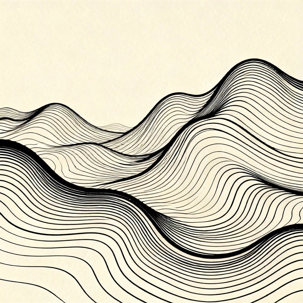 AI topographic line waves map