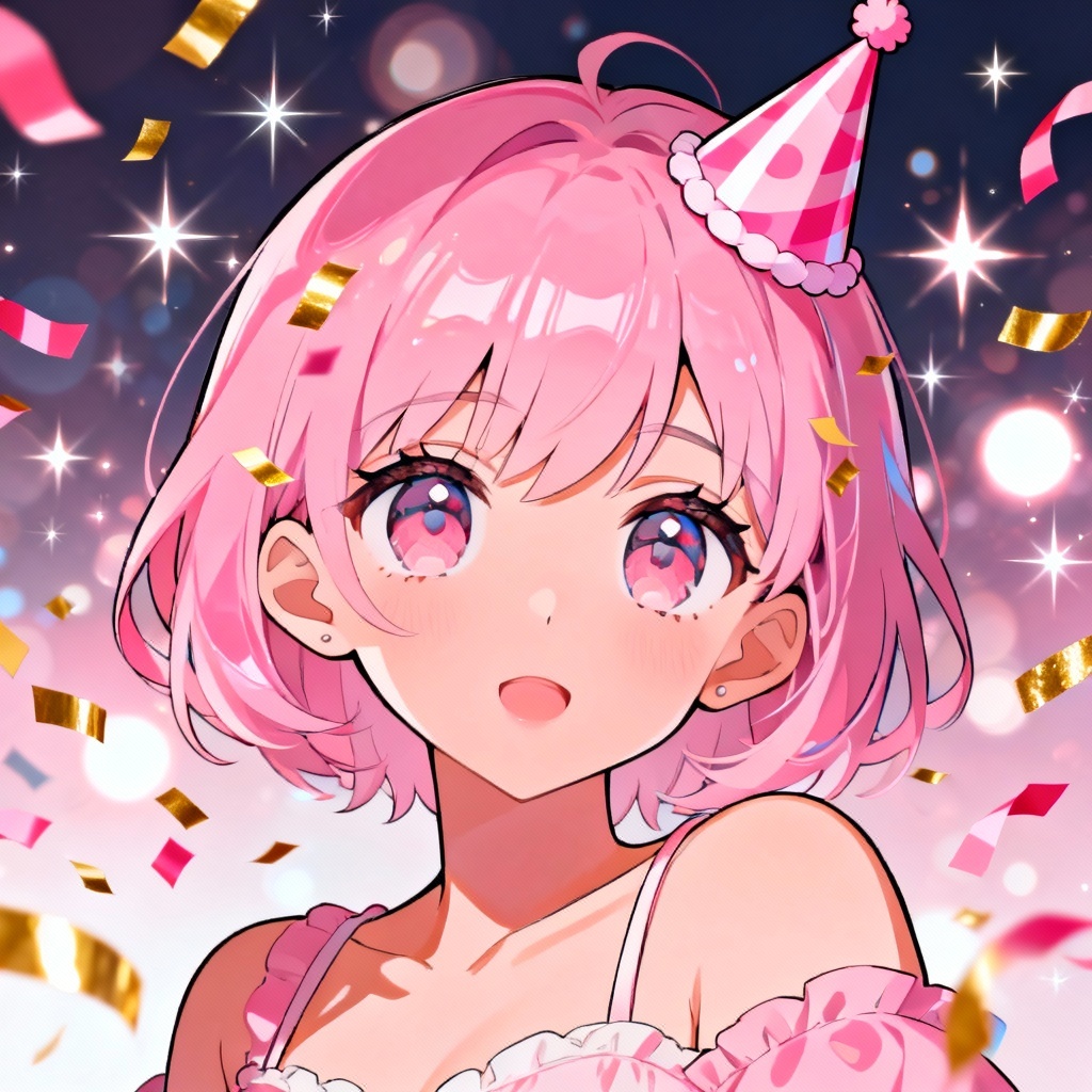 AI anime New Year avatar with sparkles