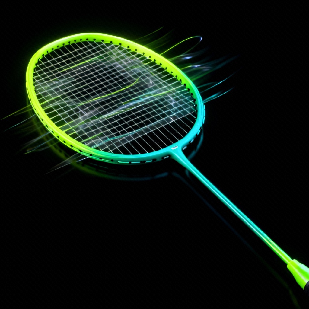 AI neon badminton racket with speed aesthetic
