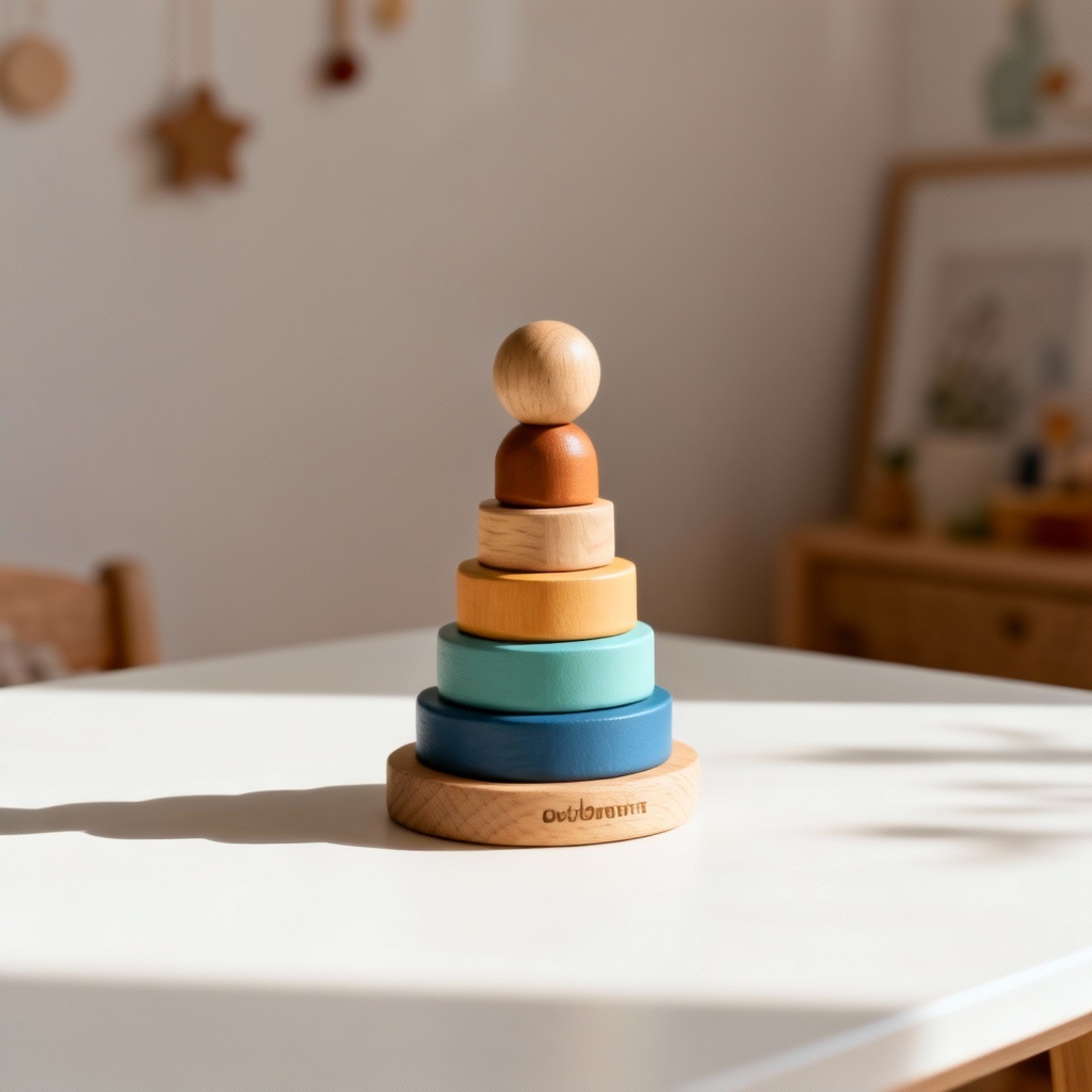 AI wooden Montessori stacking toy product image
