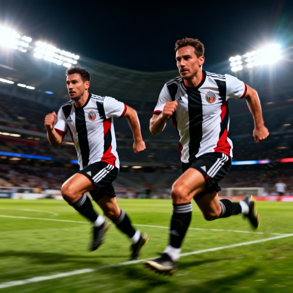 AI twin athletes action shot