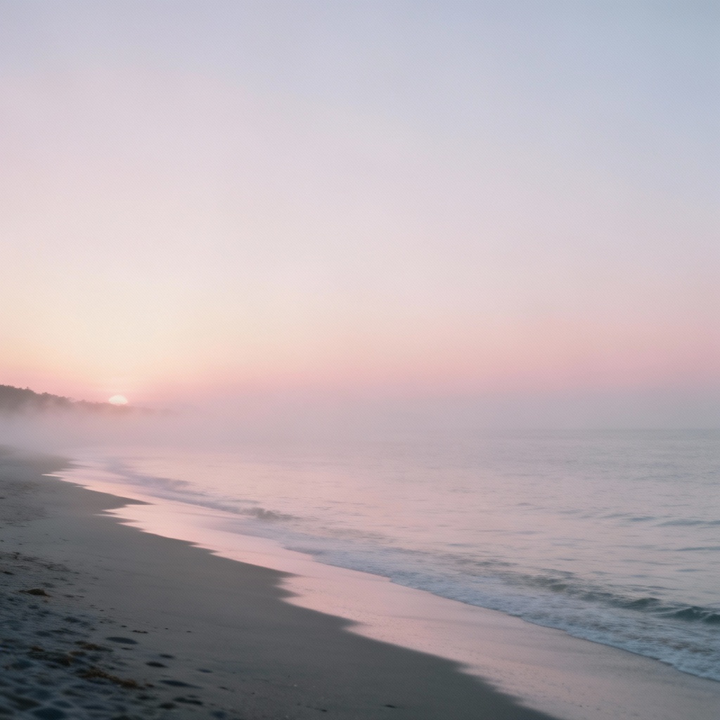 AI soft atmosphere pastel beach at sunrise