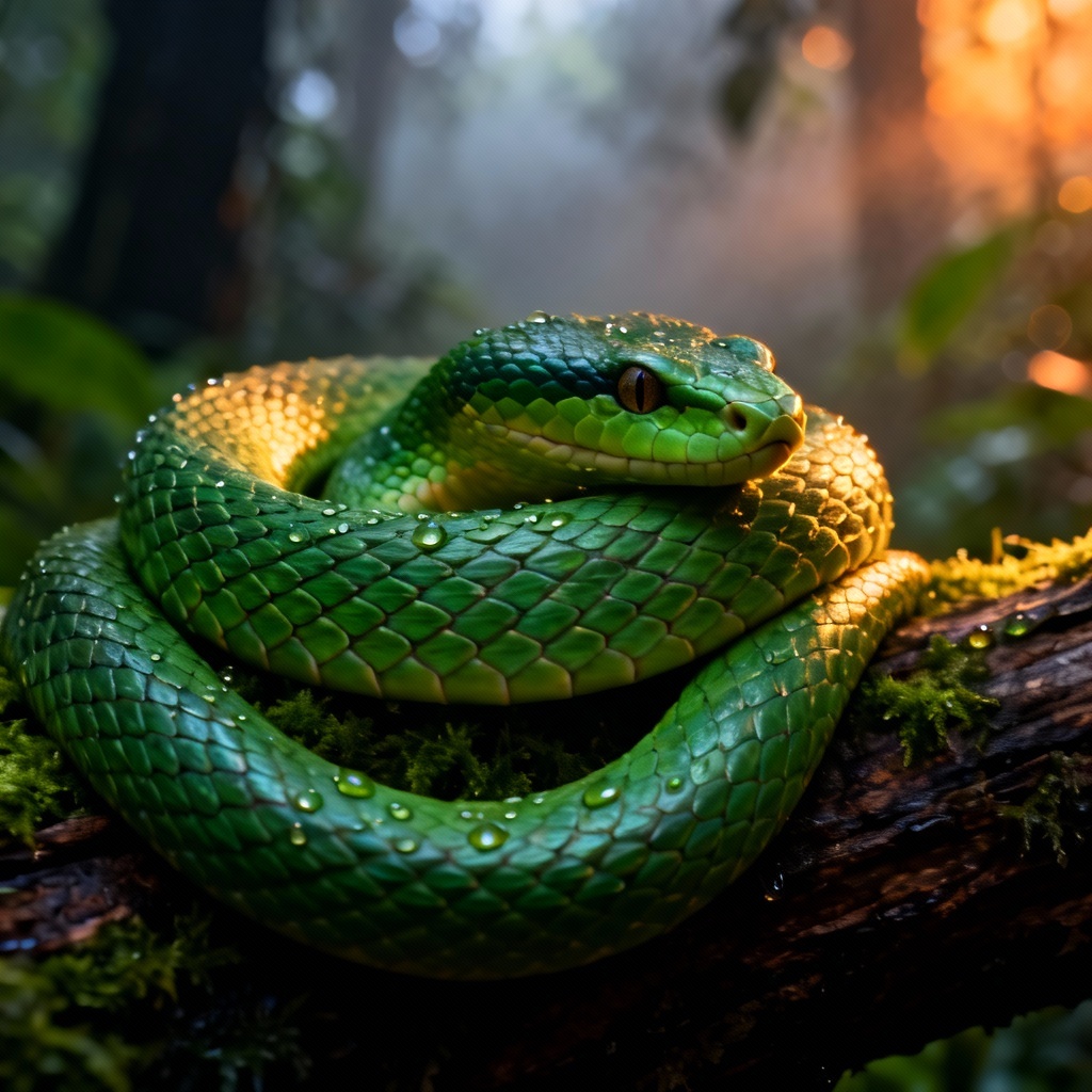 AI Photorealistic Emerald King Cobra