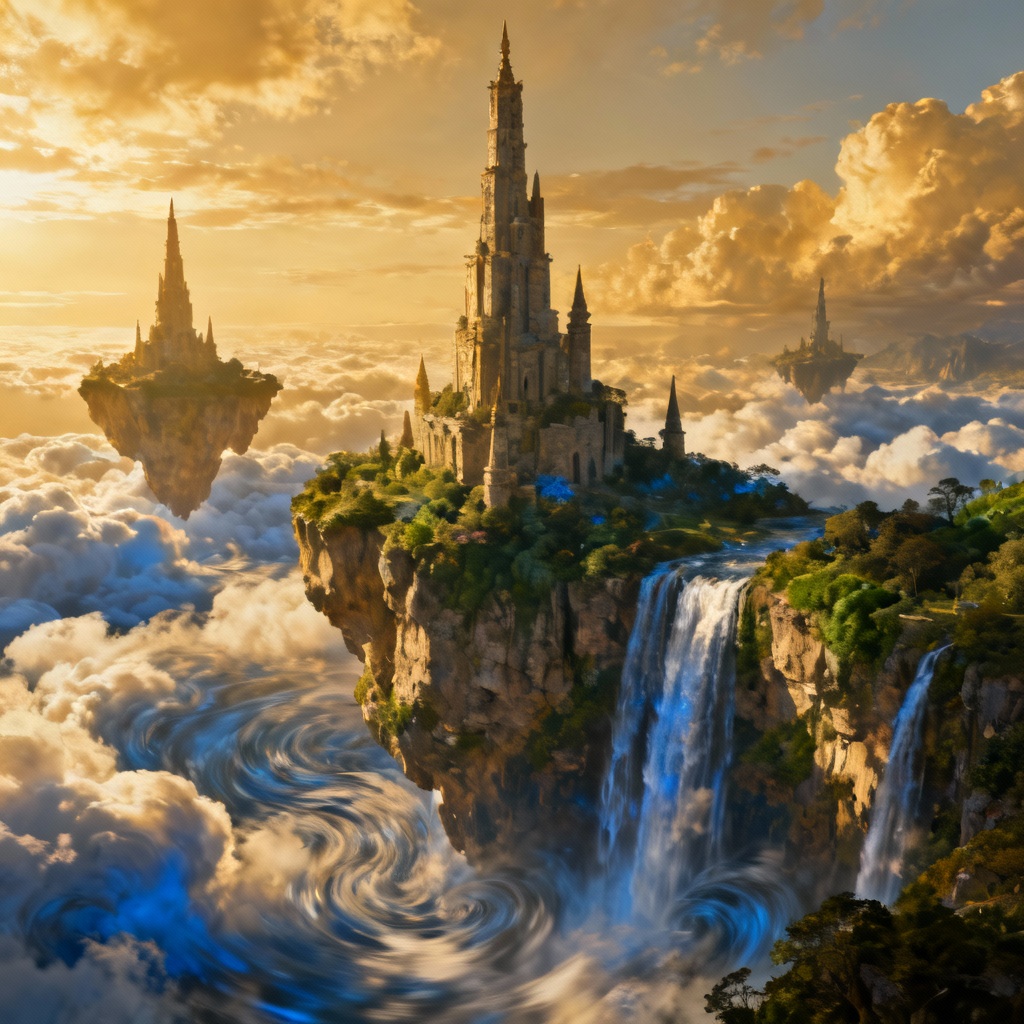 AI fantasy floating island skyline