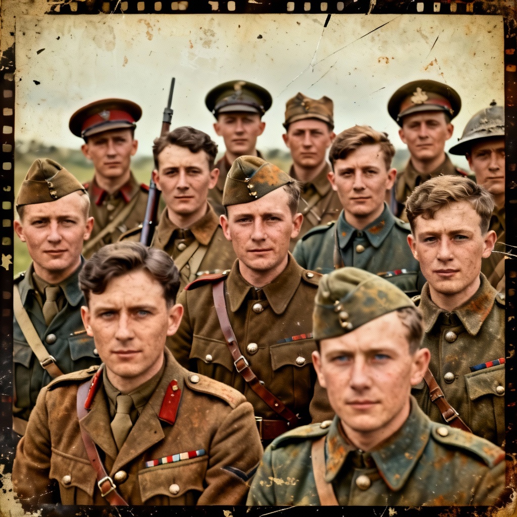 AI upscaled and cleaned wartime vintage photo