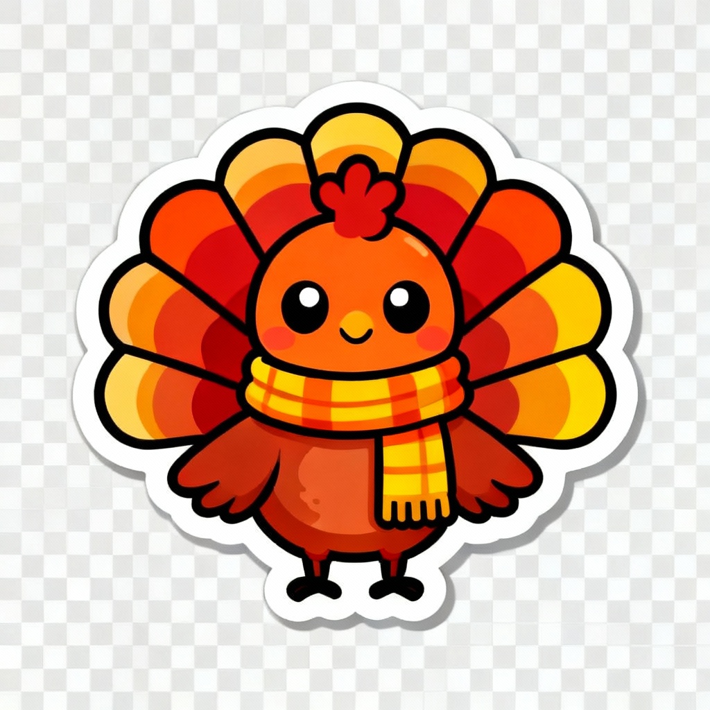 AI cute turkey sticker design