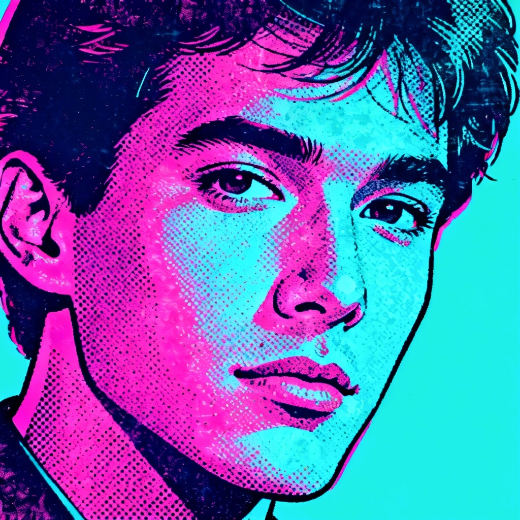 AI neon pop art portrait poster