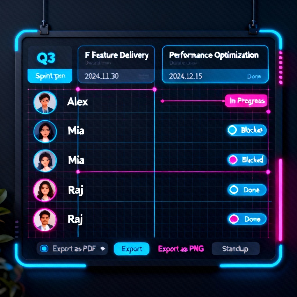 AI startup sprint board with kanban tasks and deadlines
