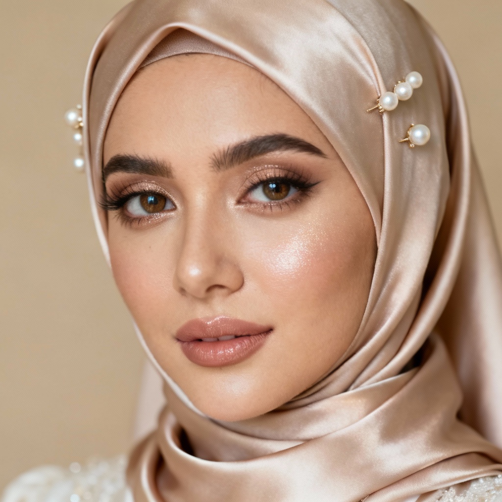 AI hijab bridal photoshoot studio portrait