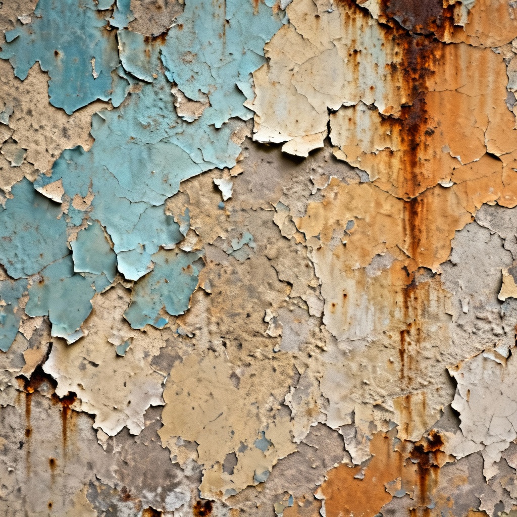 AI peeling paint grunge texture with rough flakes