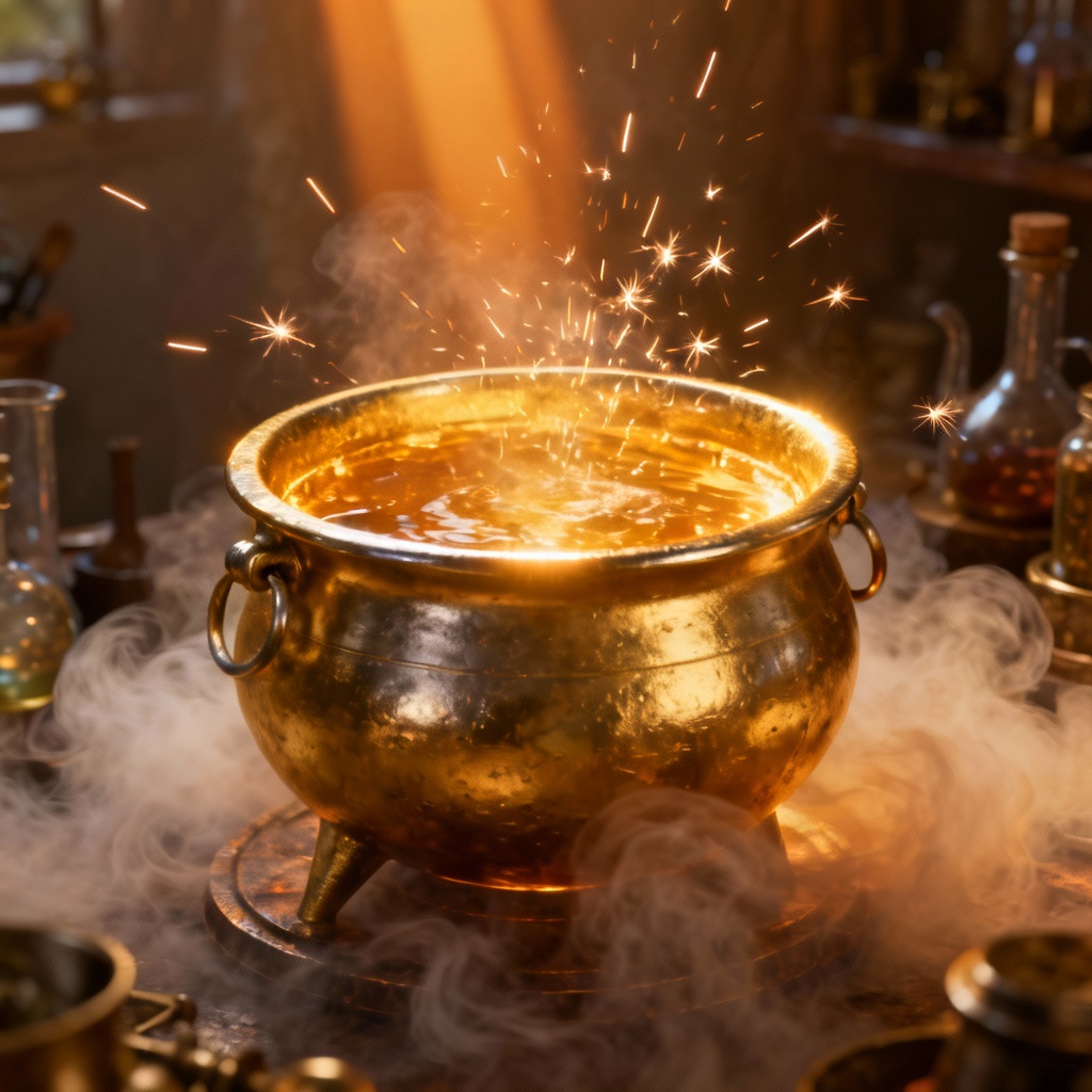 AI 3D Golden Alchemy Cauldron