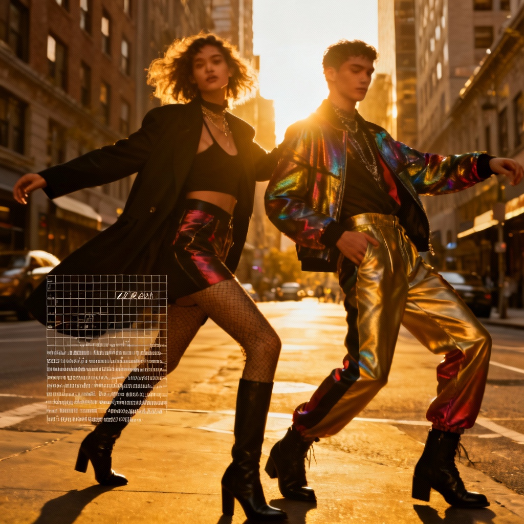 AI street couture duo magazine cover style