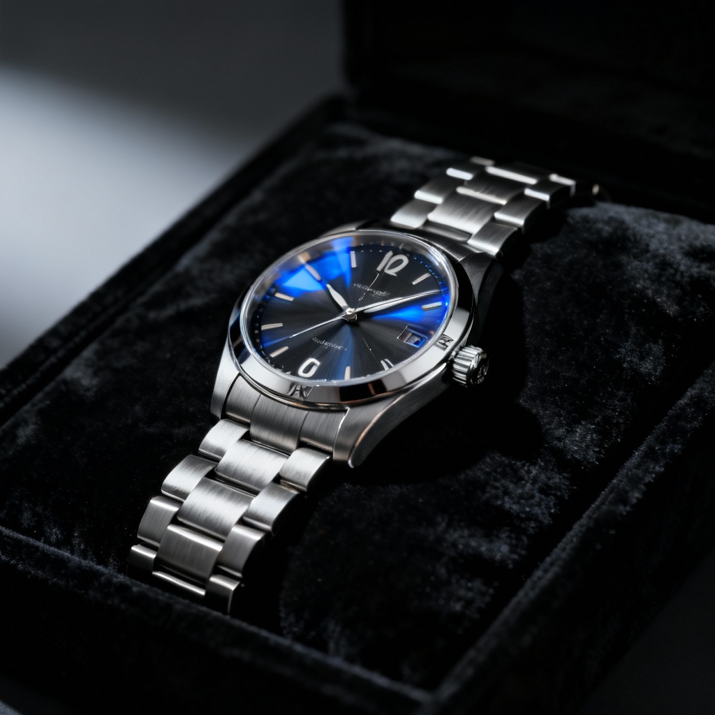 AI CGI ad of luxury watch macro with reflections