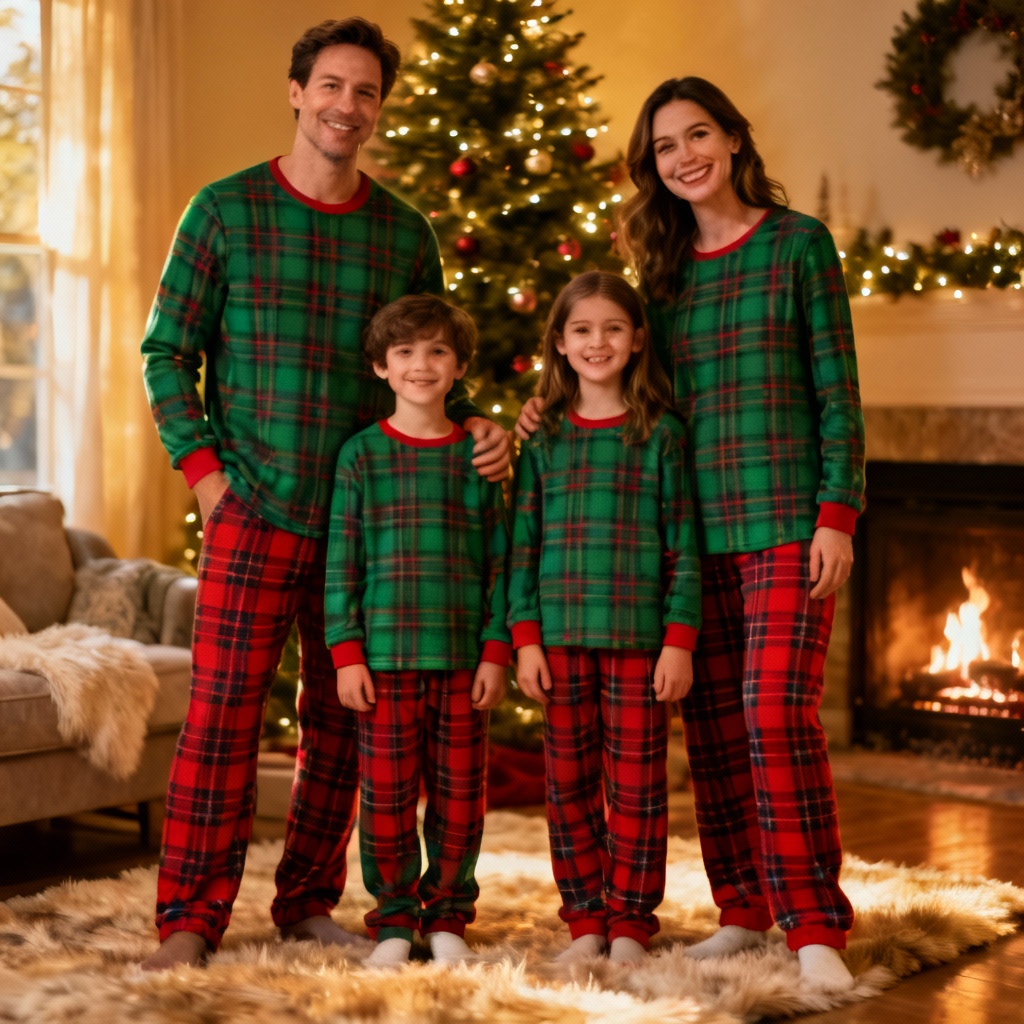 AI matching family Christmas pajamas