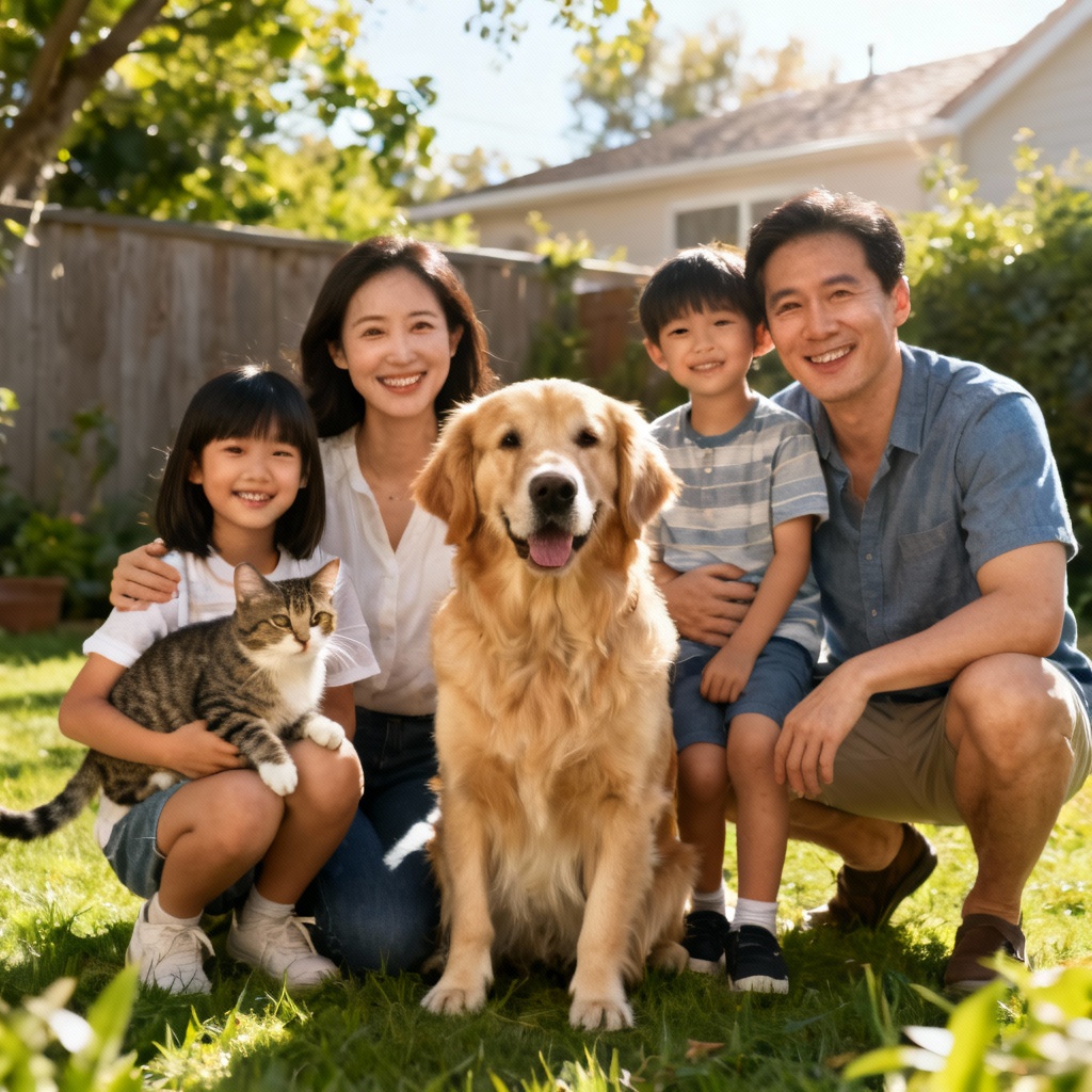 AI family portrait with pets