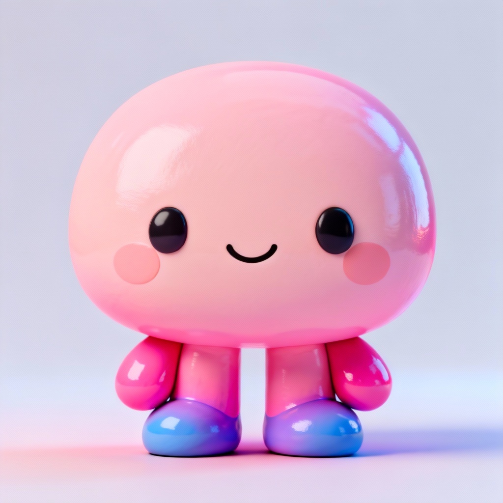 AI chunky chibi mascot with rounded limbs and glossy clay style