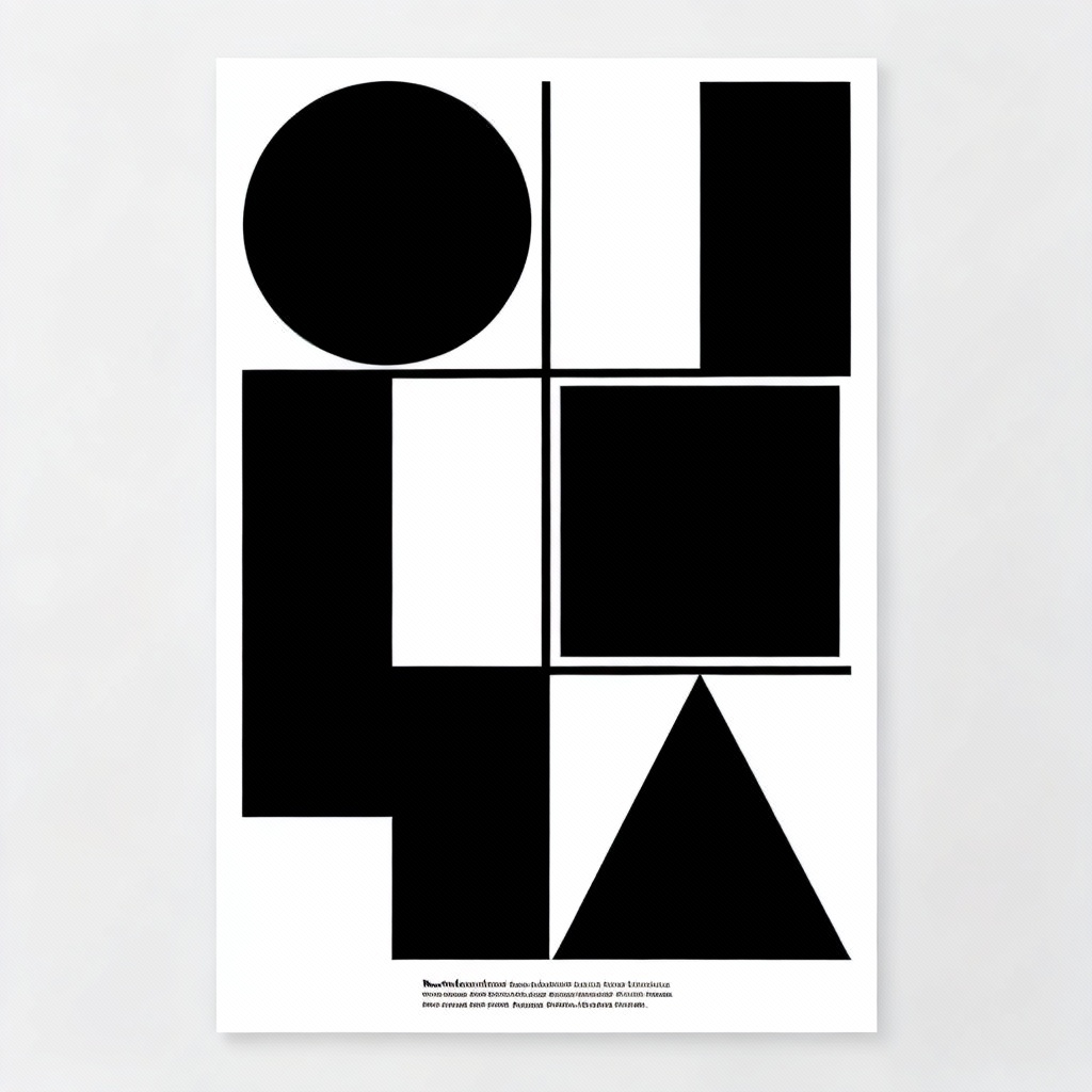 AI minimalist black and white geometric poster
