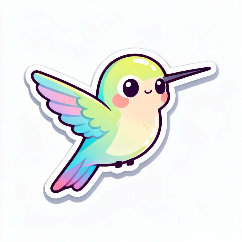 Cute chibi hummingbird cartoon sticker