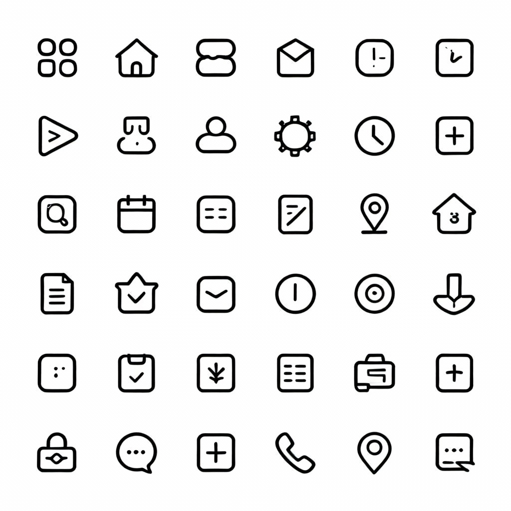 Minimal line icon set with consistent stroke and corners