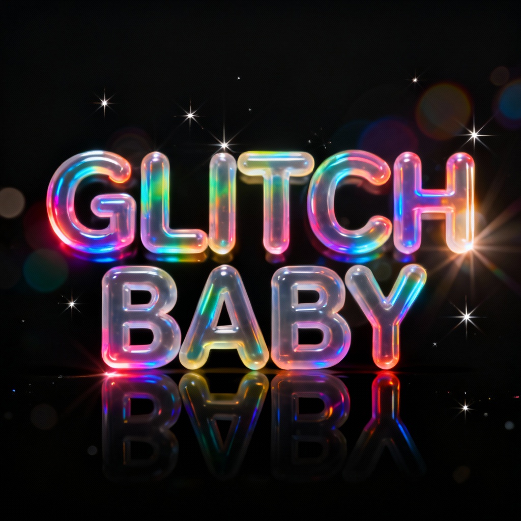 AI Y2K neon gel text logo