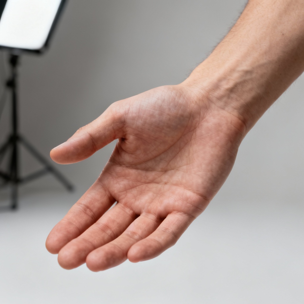 AI realistic human hand open palm reference