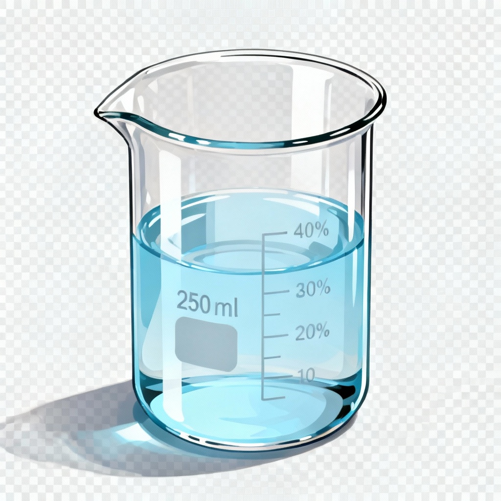 AI transparent borosilicate lab beaker with measurement marks