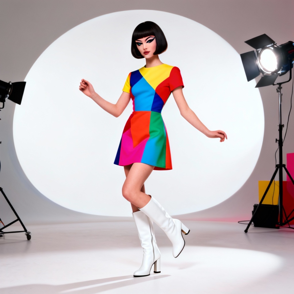 AI 1960s mod mini dress in studio