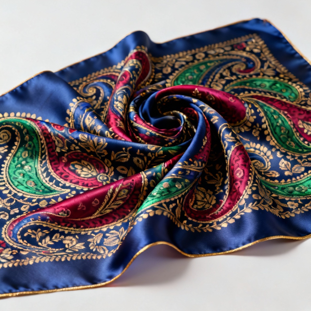 AI Paisley Silk Scarf pattern in jewel tones