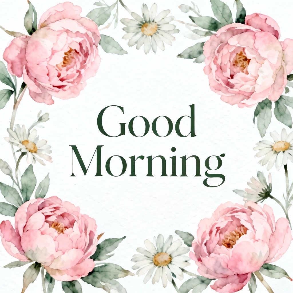 AI Watercolor Floral Good Morning Card