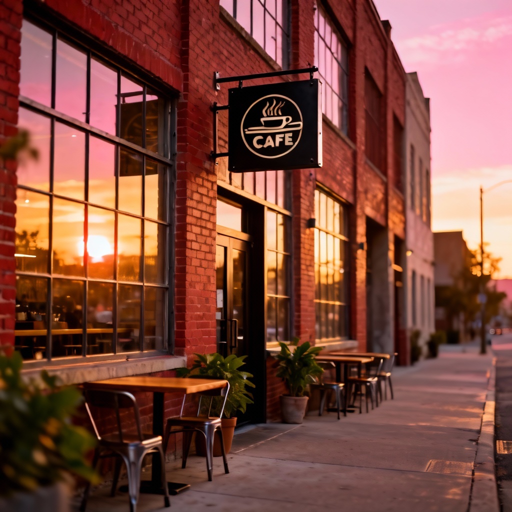 AI Industrial Cafe Storefront Signage