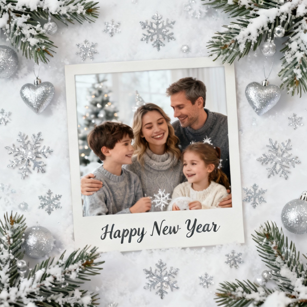 AI family New Year photo frame design