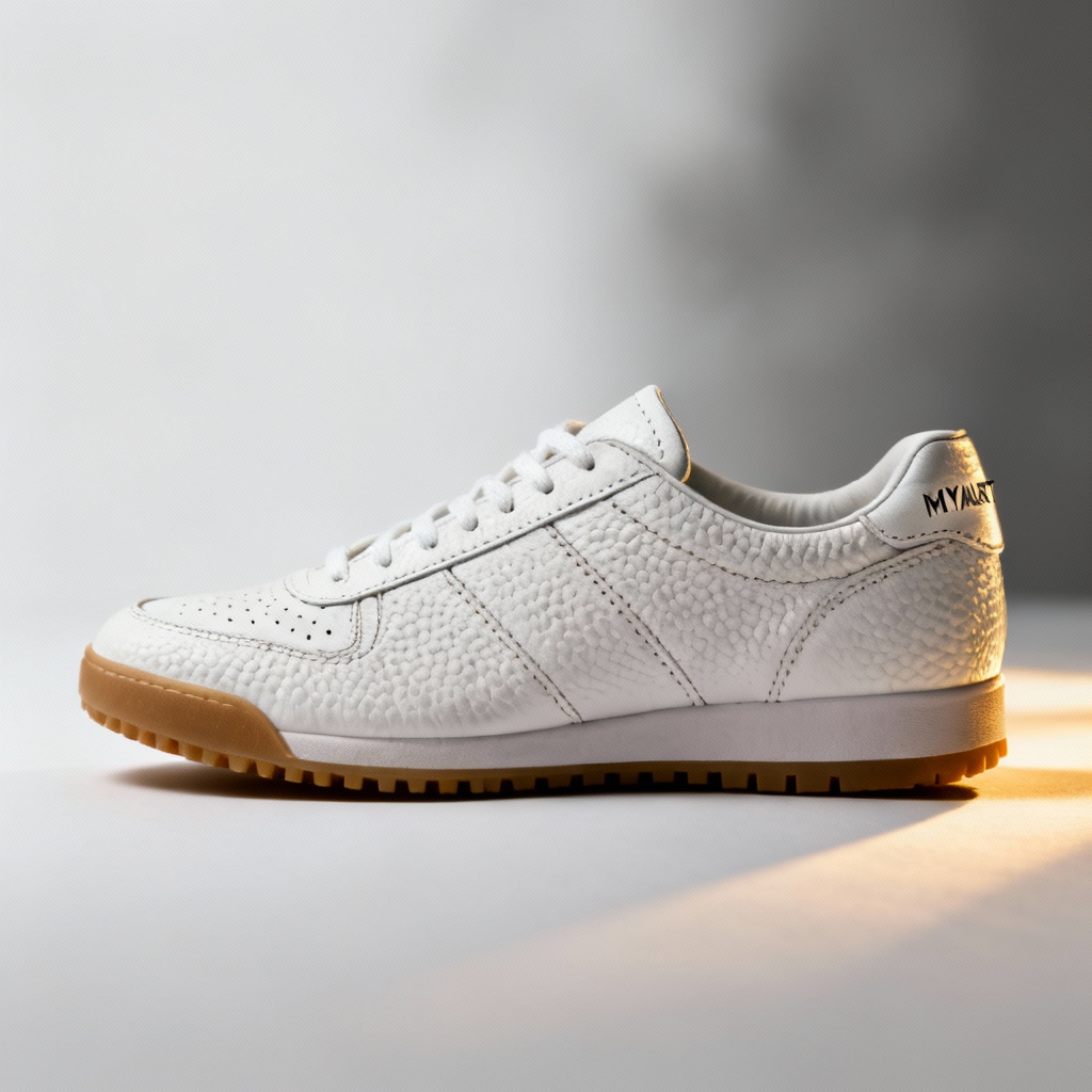 AI minimalist white leather court sneaker mockup