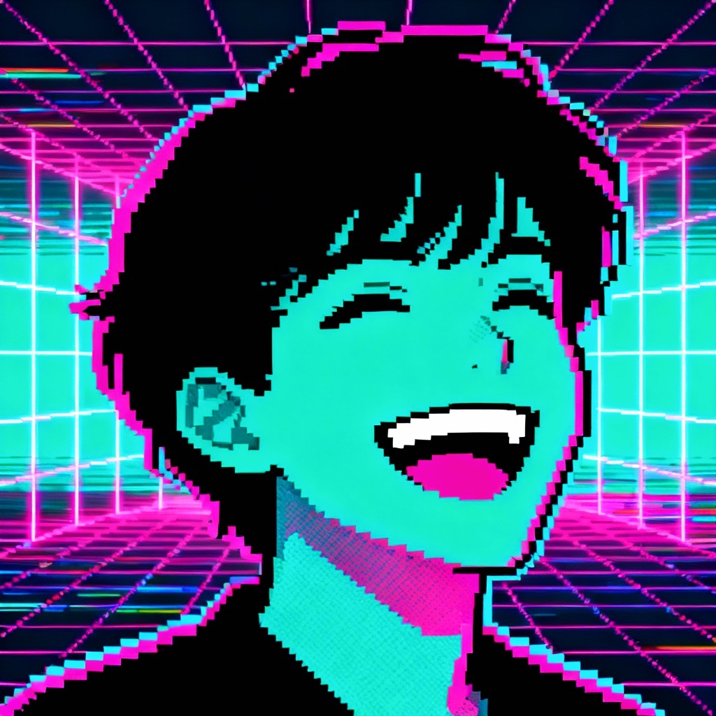 Vaporwave glitch meme face avatar