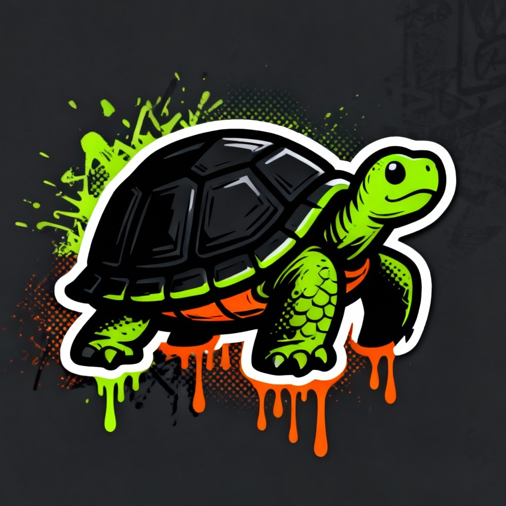 Streetwear drip tortoise logo in graffiti style