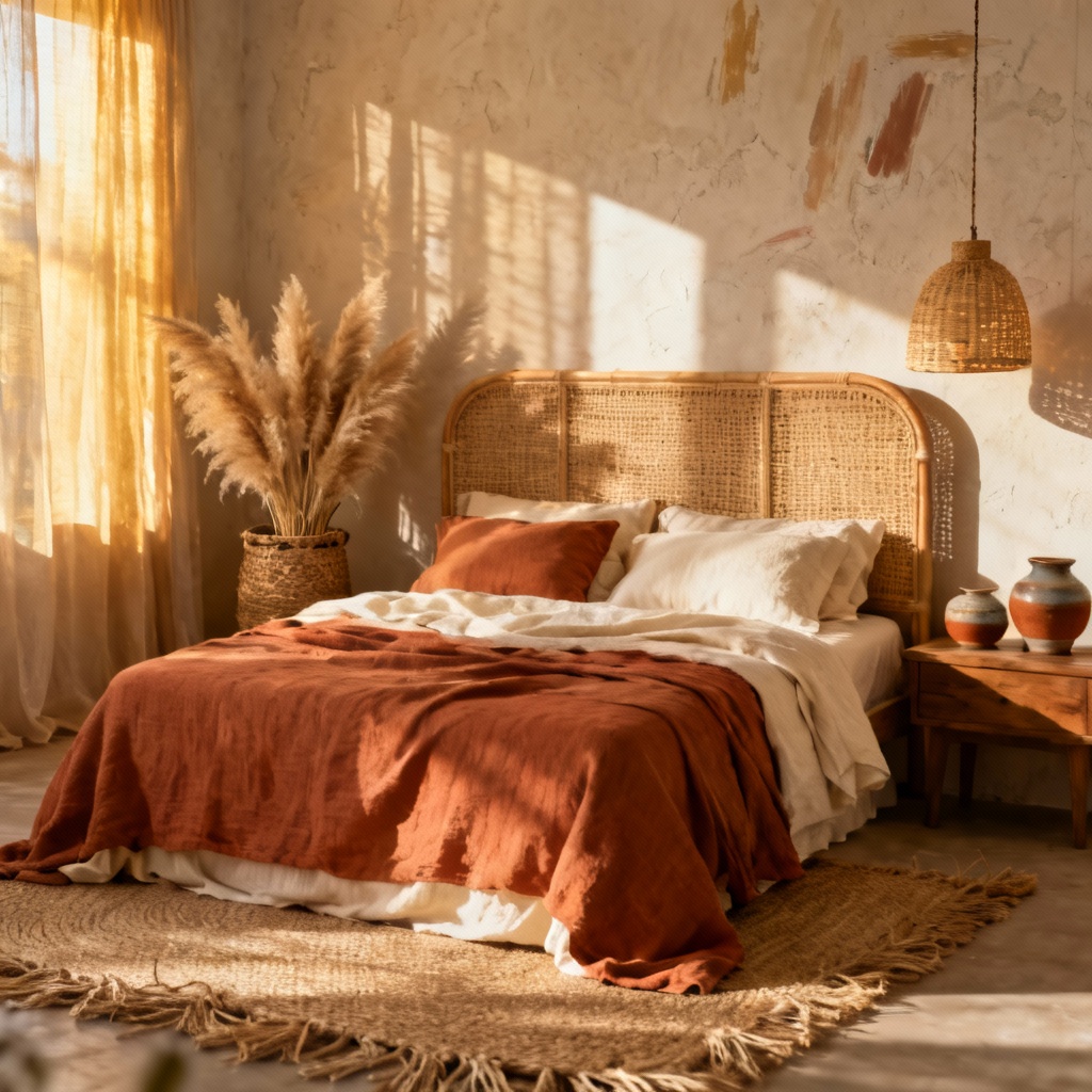 AI boho bedroom decor