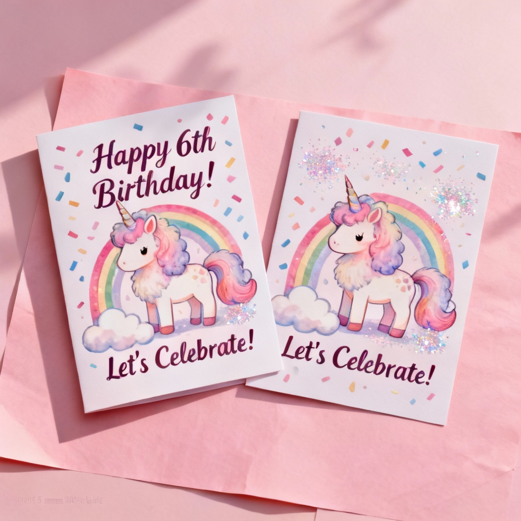 AI Rainbow Unicorn Kids Birthday Invitation