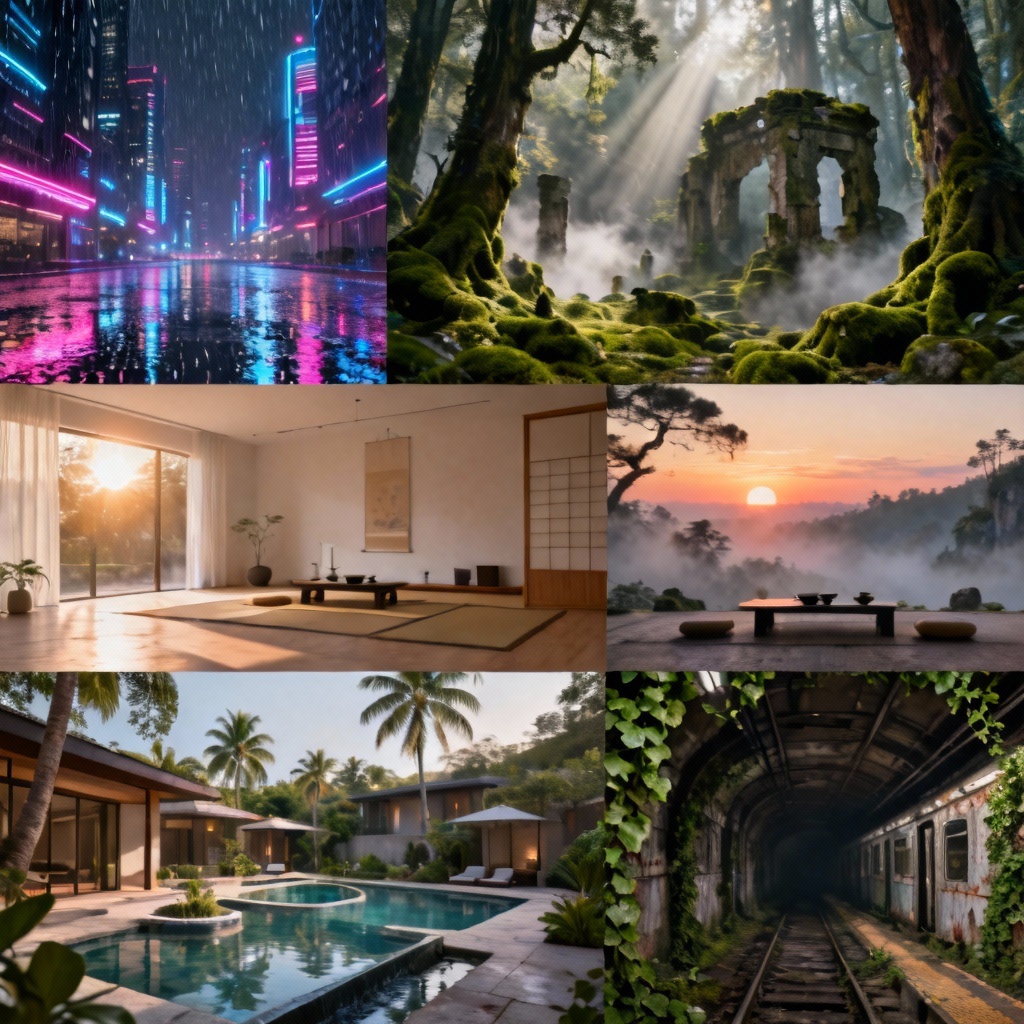 AI creative environment montage generated by Myaiart