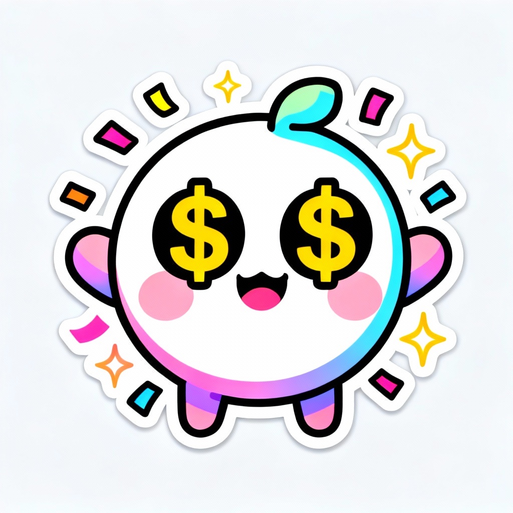 Cartoon money eyes mascot with dollar sign pupils