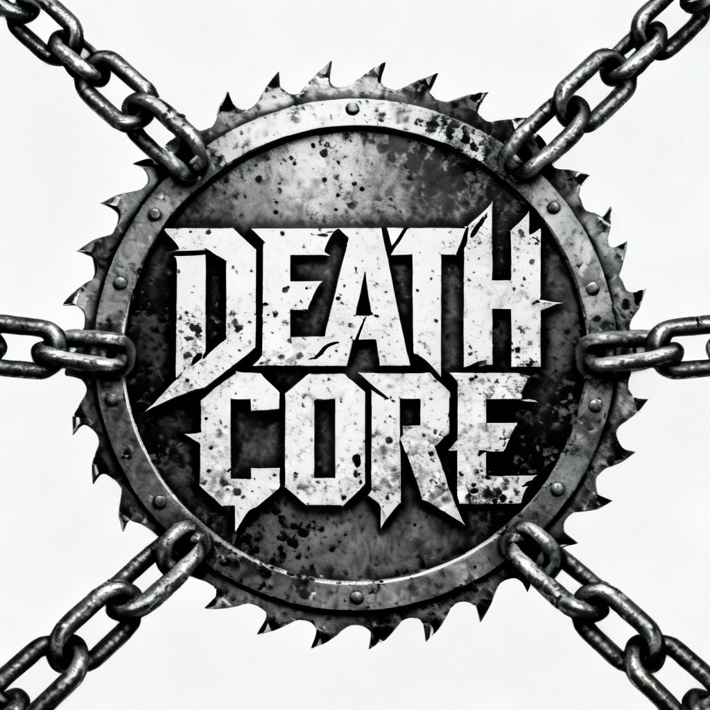 Deathcore logo with saw blade and chains