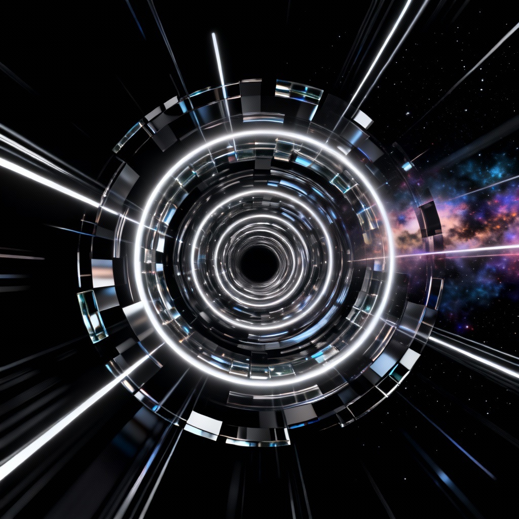 AI vortex light tunnel with glowing rings