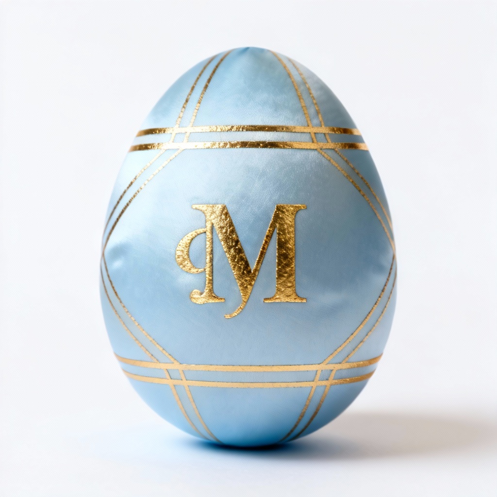 Gold foil monogram Easter egg