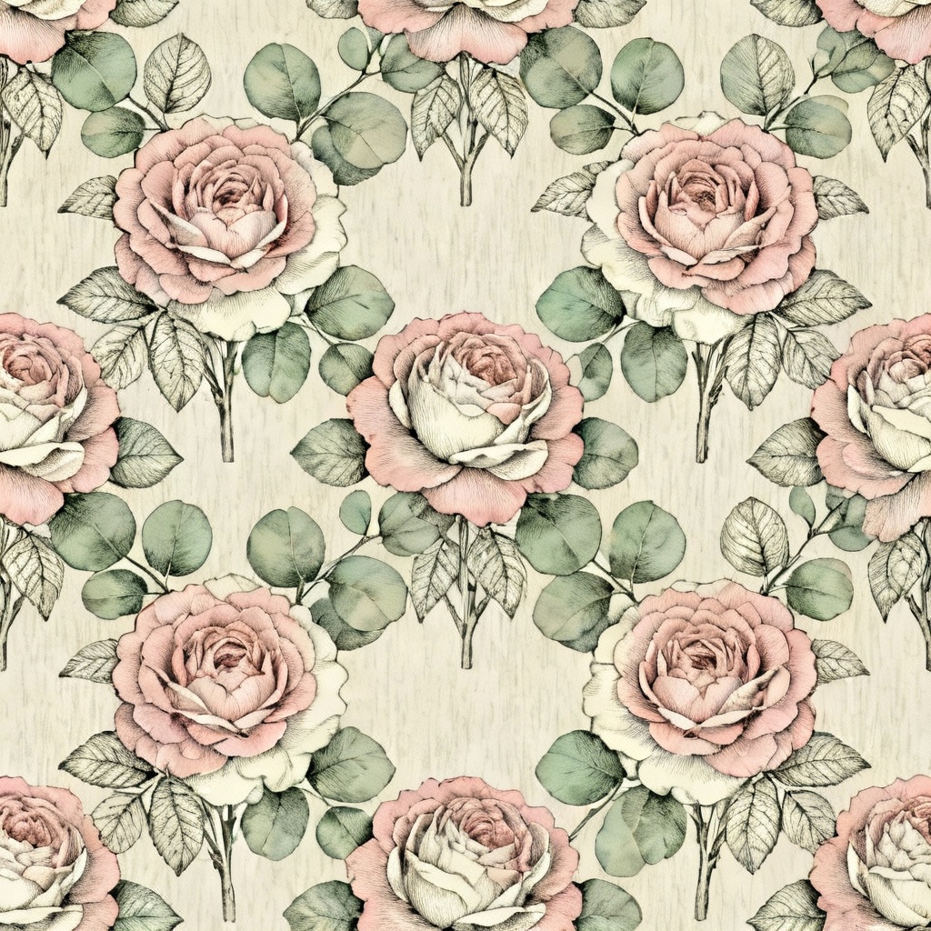 Seamless vintage floral pattern with roses and leaves