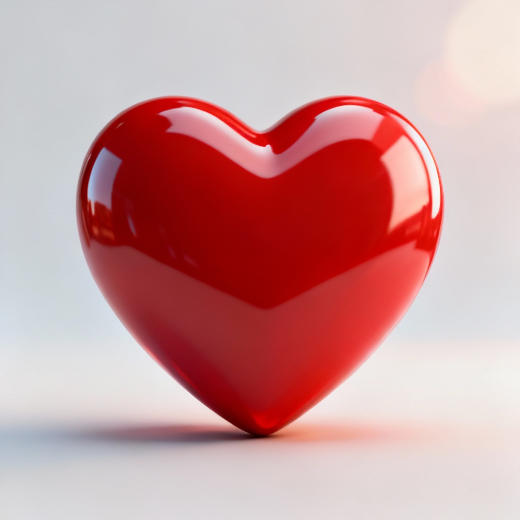 AI 3D glossy red heart on soft studio background