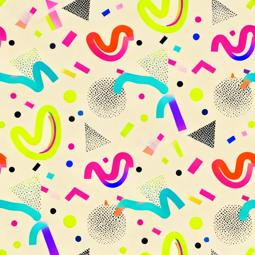 Colorful memphis pattern with playful shapes and dots