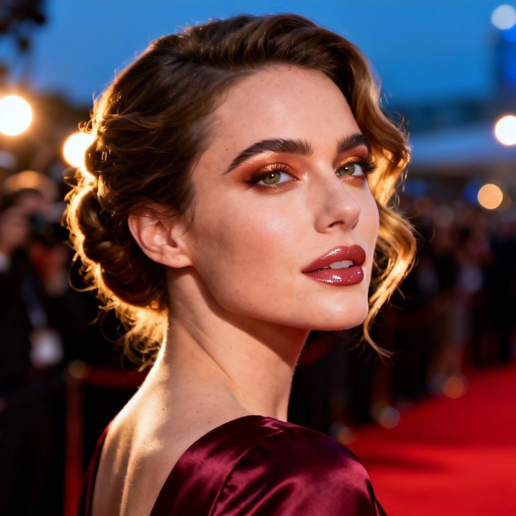 AI red carpet candid over-the-shoulder pose