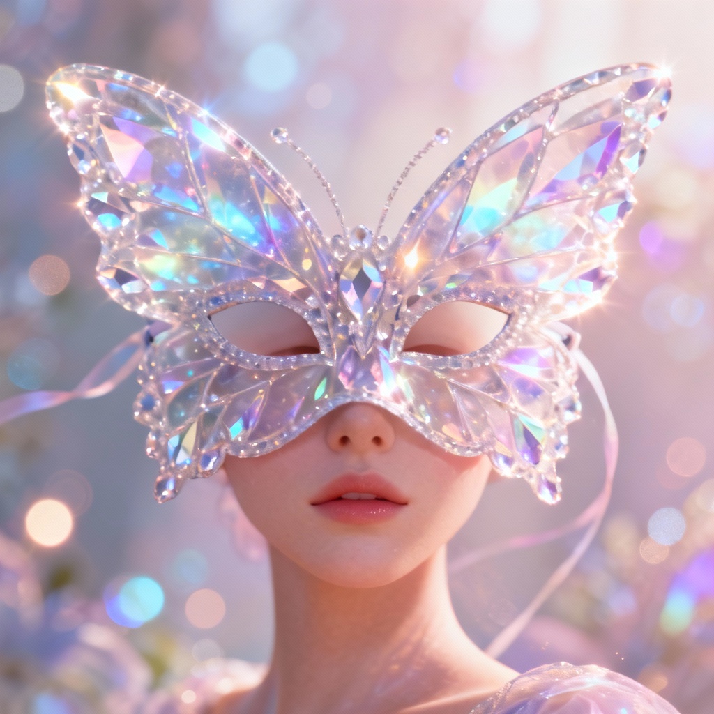 AI crystal butterfly fantasy mask