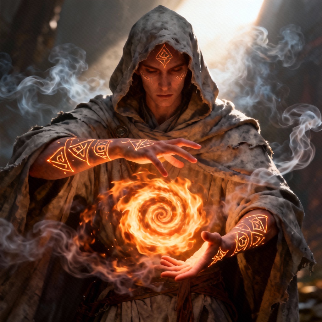 AI ash mage casting flames